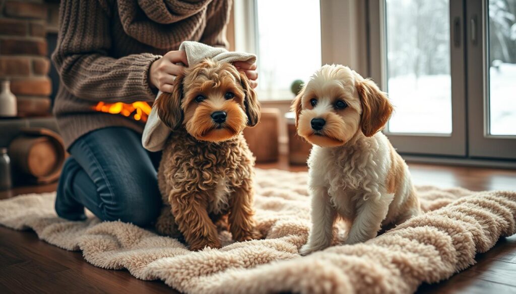 tørring af hund efter vintergåtur